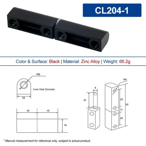 (CL204-1-ZA-B-4PCS) Charnière détachable mère-enfant pour porte de boîte de distribution d'armoires industrielles, axe de charnière en alliage de zinc (1/5)