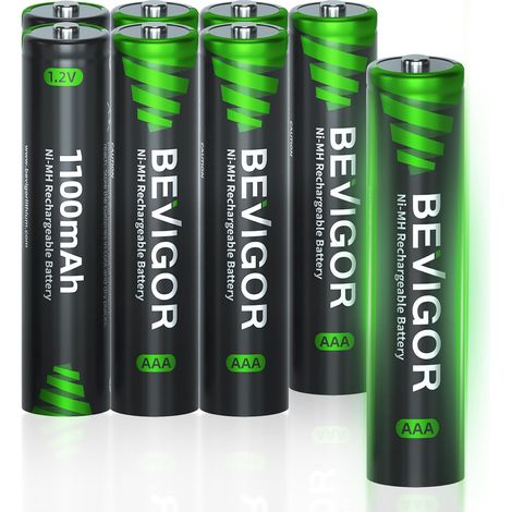 8 Piles Rechargeables AAA 1100mAh 1.2V NiMH, Haute Capacité, Préchargées (1/5)