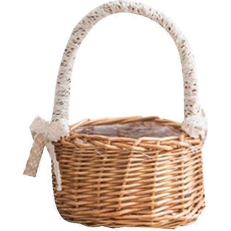 Handgefertigter Blumenkorb aus natürlichem Rattan, gewebt für Zuhause, Küche, Garten, Gemüseaufbewahrung, Pflanzgefäß, Halter, Hochzeitsfeier Ta--02