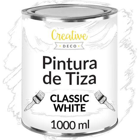 Creative Deco Pintura a la Tiza Blanca 1L Mate y Lavable para Muebles de Madera (1/5)