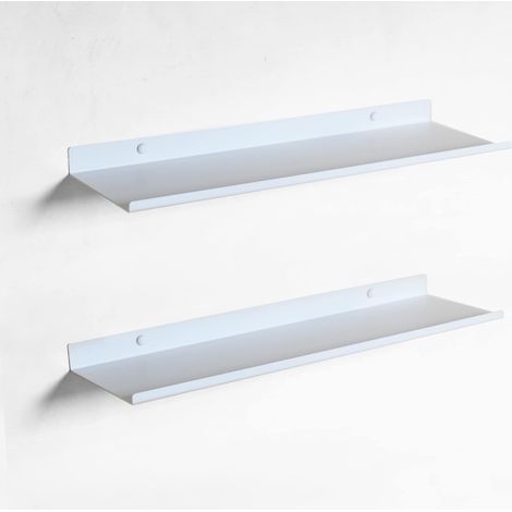 Set 2 Tablette Murale 50 cm Étagère Métallique Suspendue pour Salon, Chambre, Bureau, Salle de Bain ou Cuisine, Deco Murale (1/4)