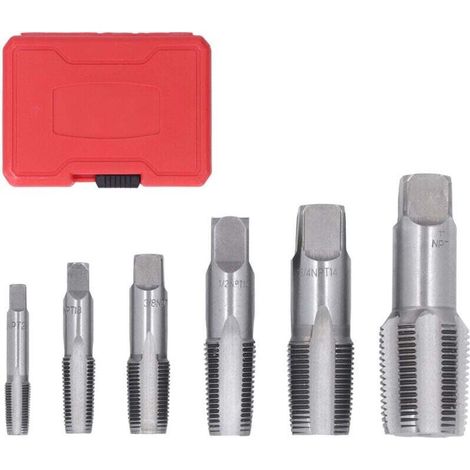 Tarauds filetés NPT pour tubes PVC – Lot de 6 embouts mâles (1″ à 1/8″) en acier trempé, filetage étanche conforme norme NF (1/4)
