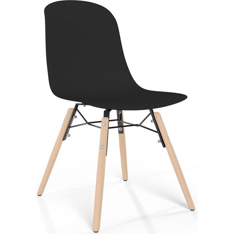Sedia da pranzo con gambe in legno naturale – Stile moderno e funzionalità -Broly Nero