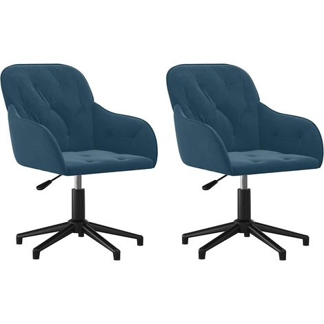 Maison Exclusive - Esszimmerstühle 2 Stk. Drehbar Blau Samt (1/5)