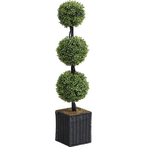 Pianta artificiale bosso 3 sfere con vaso H. 90 x D. 18 cm - PILANA