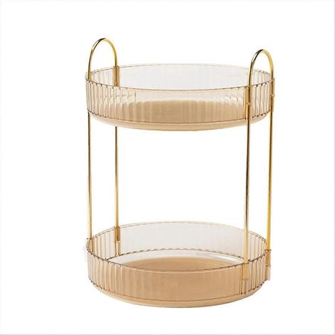 2-stöckiger Make-up-Organizer mit drehbarem Tablett für Kosmetik, Parfüm und Hautpflege, Schwarz, 1 Stück (1/5)