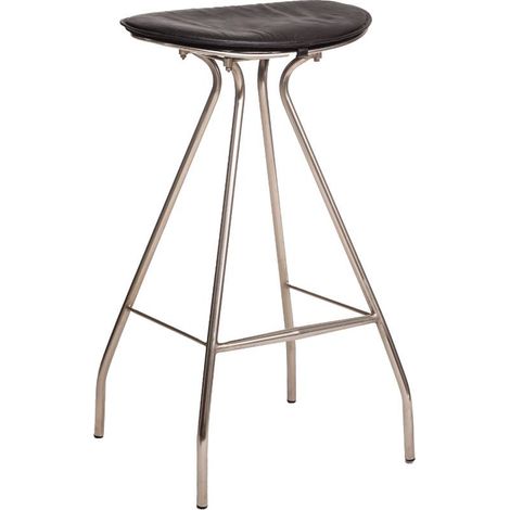 Tabouret de bar en cuir noir et métal Lya (1/5)