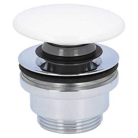 Bonde de lavabo clicker Elanda Blanc Mat avec trop-plein (1/2)