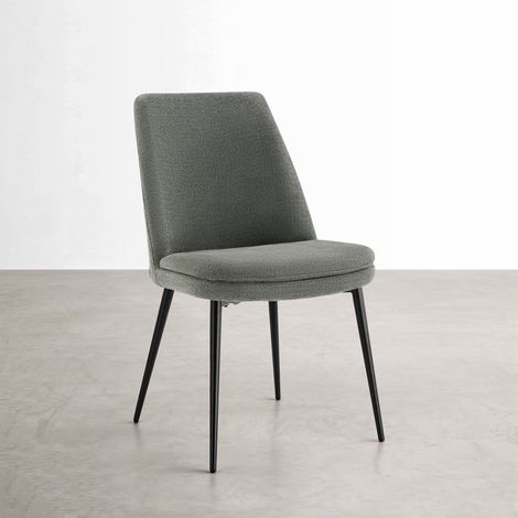 Pack de 2 Sillas de Comedor, Patas de Metal, Con Respaldo, en Chenilla, gris oscuro (1/5)
