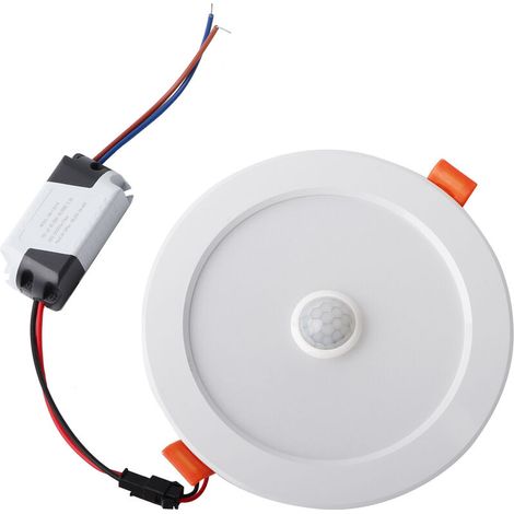 12W AC85265V LED Plafonnier Downlight Capteur de Corps Humain Lampe Encastrée pour Intérieur Intérieur (Blanc Pur 6000K)