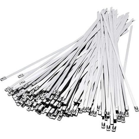 100 stainless steel cable ties 300 mm × 4.6 mm Stainless steel cable ties for exhaust systems, cable bundling, maintenance fences, roofing (1/5)