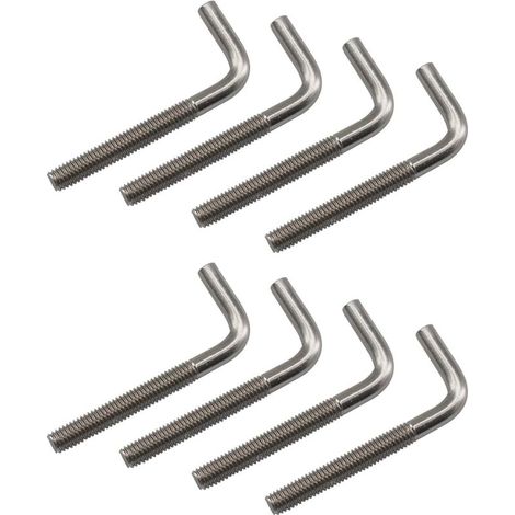 (Lot de 8) M10x100mm boulons d'ancrage en forme de L en acier inoxydable 304 à angle droit longs et carrés