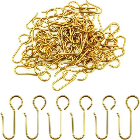 Lot de 60 crochets en S, métal robuste, design incurvé, pour tringle à rideaux, cuisine salle de bain chambre (1/5)