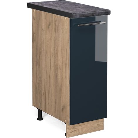 Armadio cucina dispensa alto Fame-Line, Blu scuro lucido, 30 cm , PL Antracite, Vicco