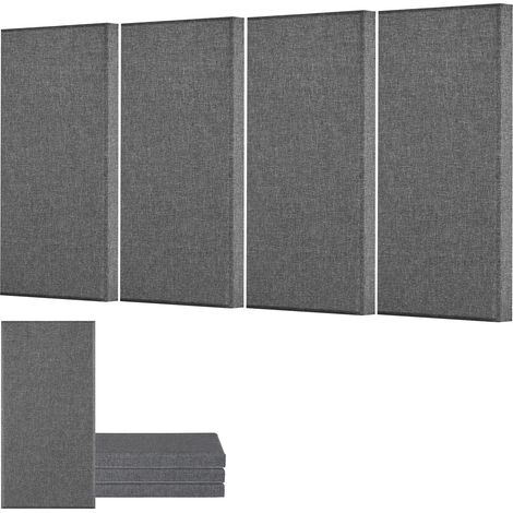VEVOR Pannelli Acustici Murali Fonoassorbenti Autoadesivi, Pannelli Fonoassorbenti in Fibra di Vetro Bianca 4,36 kg, per Studi, Uffici, Sale Riunioni, 4 Pezzi 600 x 300 x 50 mm, Grigio