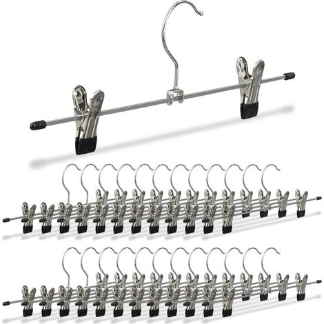 Hosenbügel aus Metall, 25er-Pack, verstellbare Clips