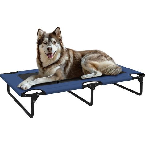 Lit surélevé chien bleu foncé 107x61x20cm pliable maille respirante rafraîchissant animal domestique