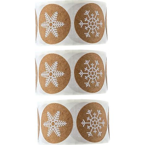 3 Rollen Weihnachtsschneeflocken-Verschlussaufkleber, Weihnachtsmotiv-Aufkleber (verschiedene Farben)-2.5X2.5X0.1CM (1/2)