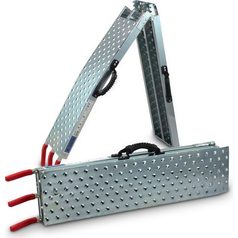 Bituxx 2x Auffahrrampe Verladerampe Quadrampe Motorradrampe Klappbar Stahl bis 400kg Länge 1,76m (1/5)