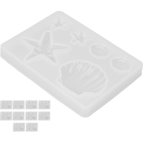 Moule en silicone DIY résine cristal série océan coquillage étoile de mer miroir savon artisanal, moule à plaque parfumée pour décoration, 1 pièce, couleurs variées (1/5)