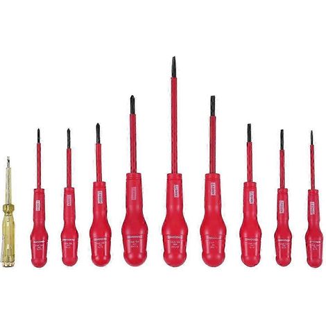 Jeu de tournevis isolés 1000 V pour électricien, avec tournevis à fente et embout en T. (1/5)
