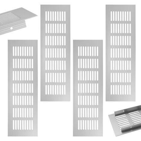 QORVA-4 Pièces Grille D'aération rectangulaire, Grille de Ventilation 300x80 mm, Grille D’aération en Aluminium à Encastrer, Grille Aeration Grande Taille, pour Armoires, Meubles à Chaussures, Penderi
