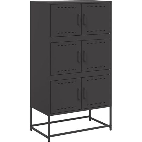 Credenza buffet cassettiera mobile contenitore organizer cucina soggiorno soggiorno 68,5 x 38,5 x 123,5 cm acciaio nero 020036017