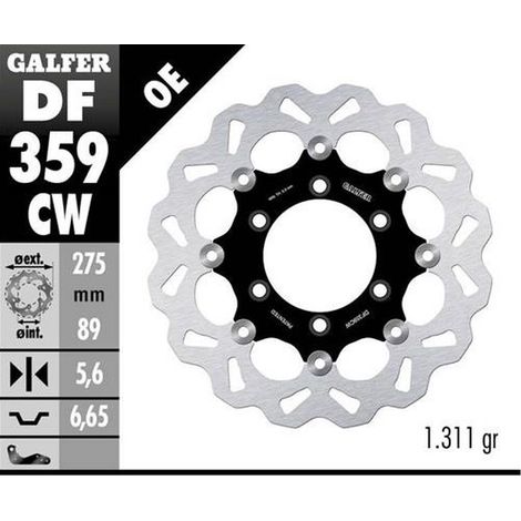 Disco de freno trasero Galfer para Suzuki VZR 1800 Intruder '06- M 109R Boulevard '06- (flotante ondulado) (275 x 89 x 5 mm)