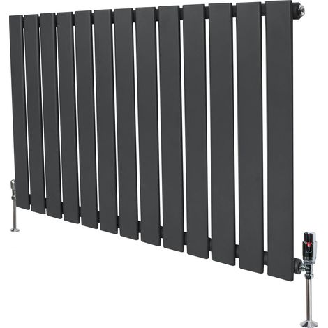 Flat Single Column Radiator & Valves – 600mm x 910mm – Anthracite