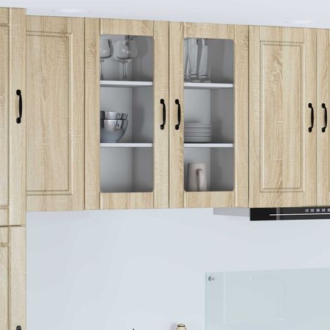Meuble haut de cuisine mural en bois d’ingénierie chêne Sonoma 40 x 31 x 80 cm - PANGIVO (1/5)