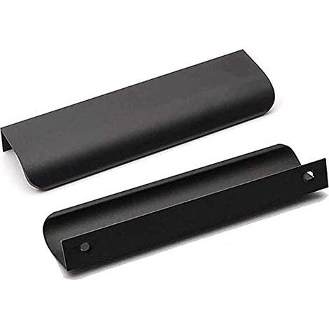 Ahlsen Juego de 2 tiradores de perfil negro, tiradores de muebles de cocina negros, tiradores de cocina negros, tiradores de muebles de aleación de aluminio negro mate, distancia entre centros 128 mm, (1/5)