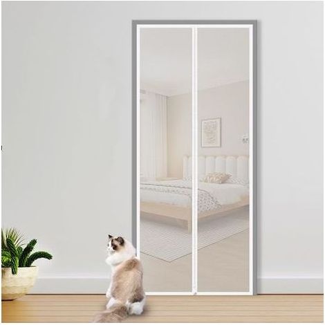 (90X210CM) Porte moustiquaire renforcée pour Chat,Résistante aux Animaux domestiques,avec Fermeture éclair,Empêche Les Chiens et Les Chats de Sortir de la Maison (1/5)