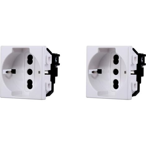 Elektronova Prise Schuko 2P+T 10/16A 230V compatible Bticino Matix de couleur blanche - Lot de 2 (1/5)