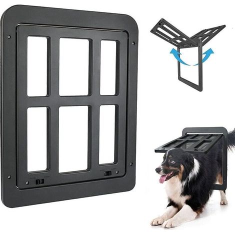 Porte pour chien noire, facile à installer et verrouillable, pour chiens de taille moyenne et grande (34 cm x 44 cm)