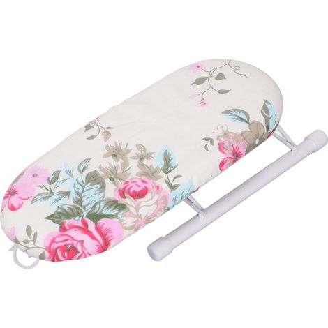 Table à repasser mini pliable pour manche, planche à repasser de bureau, accessoire repassage portable petit format (fleurs). (1/5)