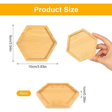 Set mit 8 Bambus-Untersetzern – Kleines Holztablett – Mosaik-Untersetzer – DIY-Set mit 200 g farbigen Dekosteinen – Leere Sockel zum Basteln (1/5)