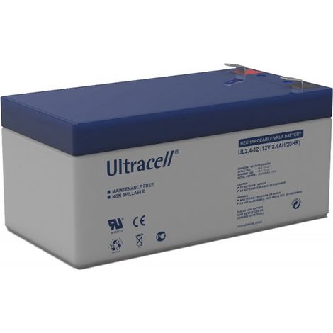 Batterie plomb étanche 12V 3.4Ah – Technologie VRLA sans entretien – Pour alarme, portail électrique et onduleur – Ultracell