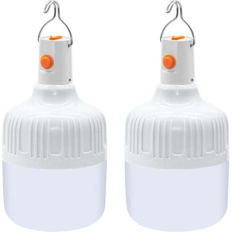 2 Pièces Lanterne Camping LED, Lampe Camping USB Rechargeable Puissante 500 Lumens Lampe Exterieur, 3 Modes Luminosité, Portable Étanche Lampe Tente pour Camping Pêche Randonnée Jardin Secours