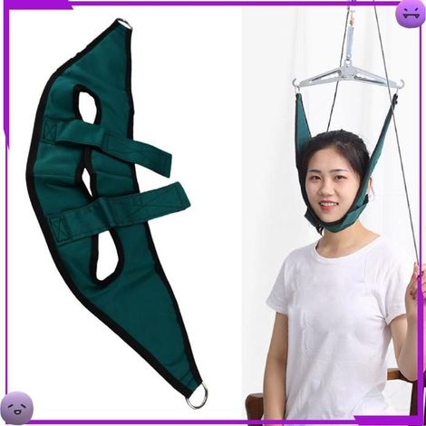 Dispositif de traction cervicale - Ceinture portable - Crochet de suspension - Toile haute densité - Confort respirant (1/5)