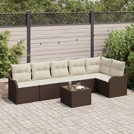 Gartensofa-set Braun Poly-Rattan