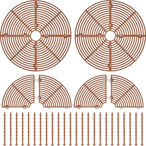Lot de 3 pots pour plantes chat en plastique marron, 30 cm de diamètre, grille extensible avec découpe centrale et piquets, protection pour jardinière, cache-pot anti-creusage félin. (1/5)