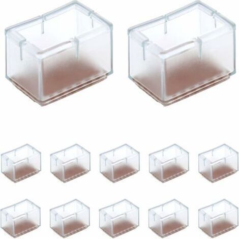 Lot de 12 patins en silicone pour pieds de chaise rectangulaires – Largeur 24-30mm x Longueur 39-47mm – Antidérapants pour sols durs (1/4)