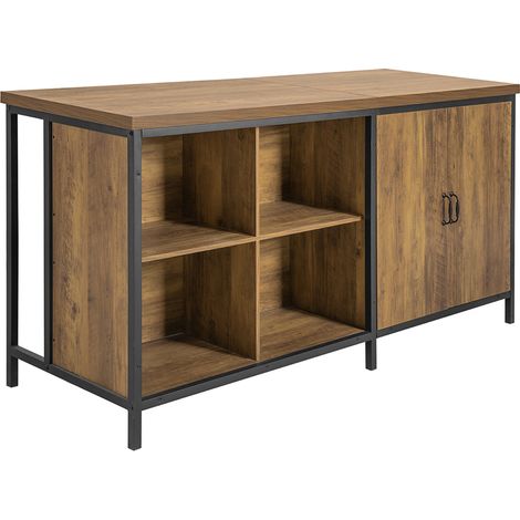 Sobuy – Îlot de cuisine 170 cm – Buffet de rangement en MDF et fer – 2 portes, 4 compartiments – Capacité 150 kg – KNL01F