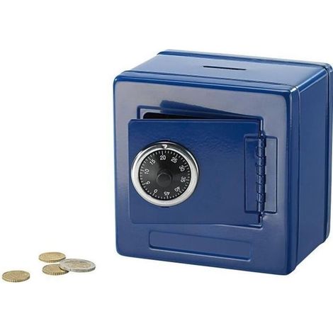 Tirelire - Non spécifié - Coffre-fort en métal - Bleu - Combinaison à chiffres - Pour enfants