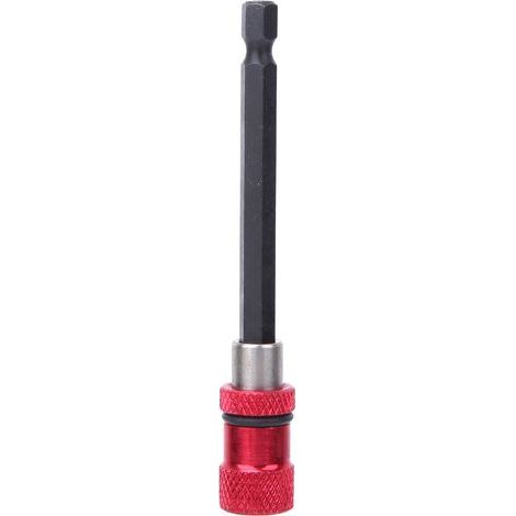 Roter Schraubendreher-Bithalter aus Edelstahl, 1/4-Zoll-Schnellverschluss-Verlängerungsstange mit Magnetverschluss, 100 mm (1/5)