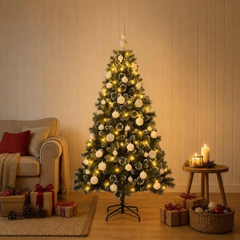 vidaXL Artificial Christmas Tree with Bauble 150 cm 150 LEDs (1/5)
