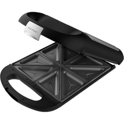 Piastra tostapane per 4 sandwich con rifiniture in acciaio inossidabile, 1500 W di potenza, con piastre dal rivestimento antiaderente.