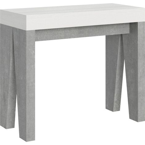 Consolle Allungabile 90-196x40x77 cm in Nobilitato Bianco e Grigio (1/4)