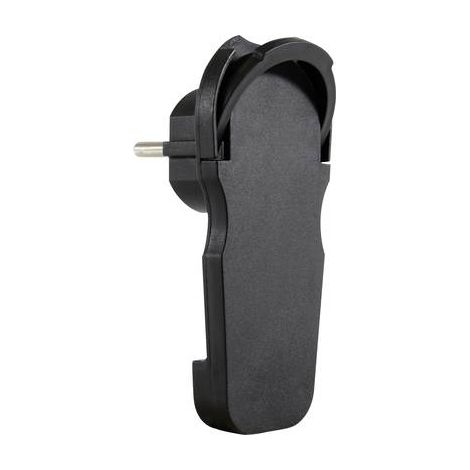 Enchufe plano con asa, negro, 7 mm, 2P+Z, 16 A, 3500 W, con toma de tierra.