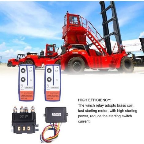 Kit de relais de treuil 12V 250A avec interrupteur de contacteur de relais de télécommande pour véhicule industriel (1/4)